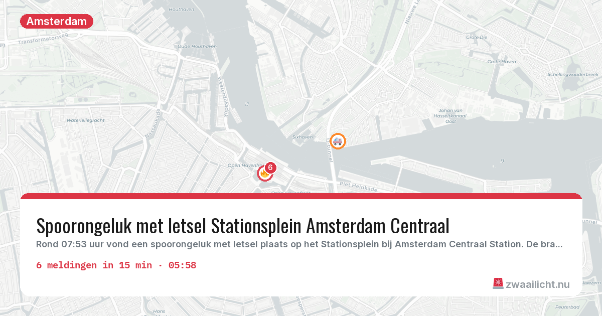 Kaart van de activiteitspiek bij Amsterdam