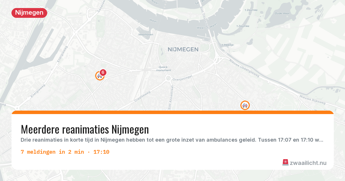 Kaart van de activiteitspiek bij Nijmegen