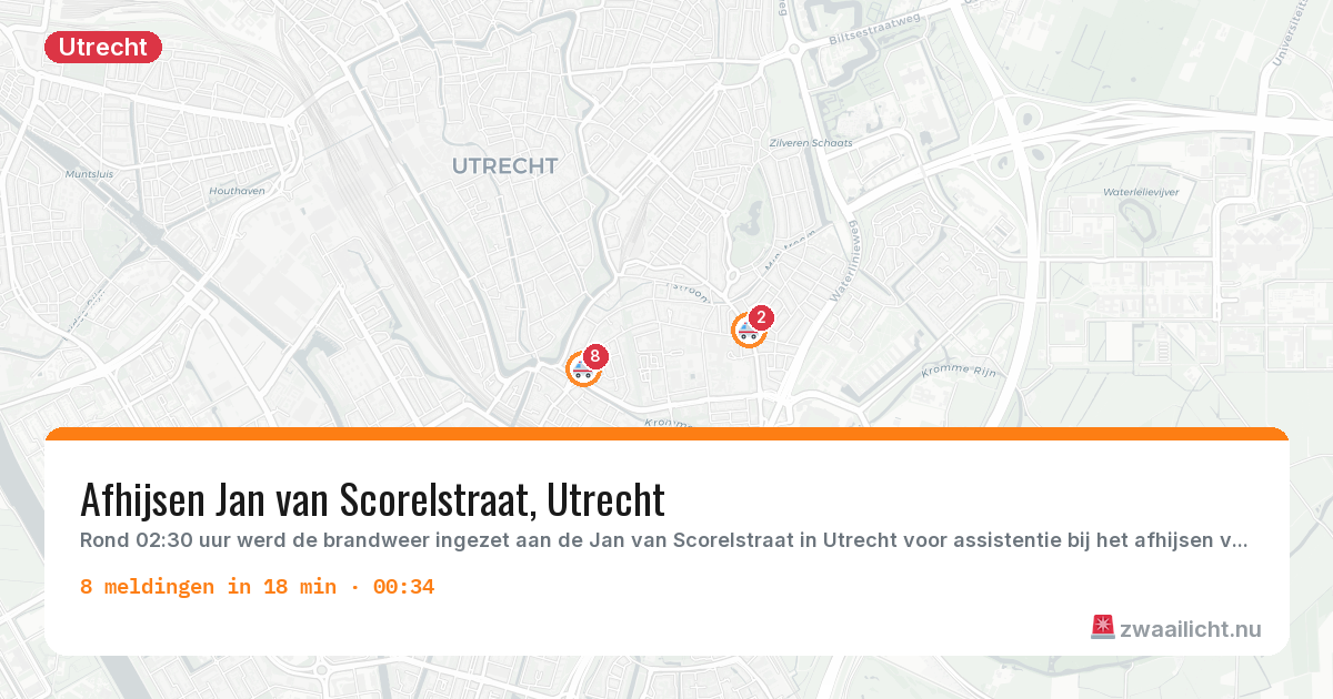 Kaart van de activiteitspiek bij Utrecht