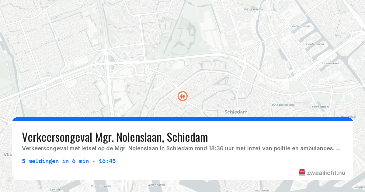 Kaart van de activiteitspiek bij Schiedam