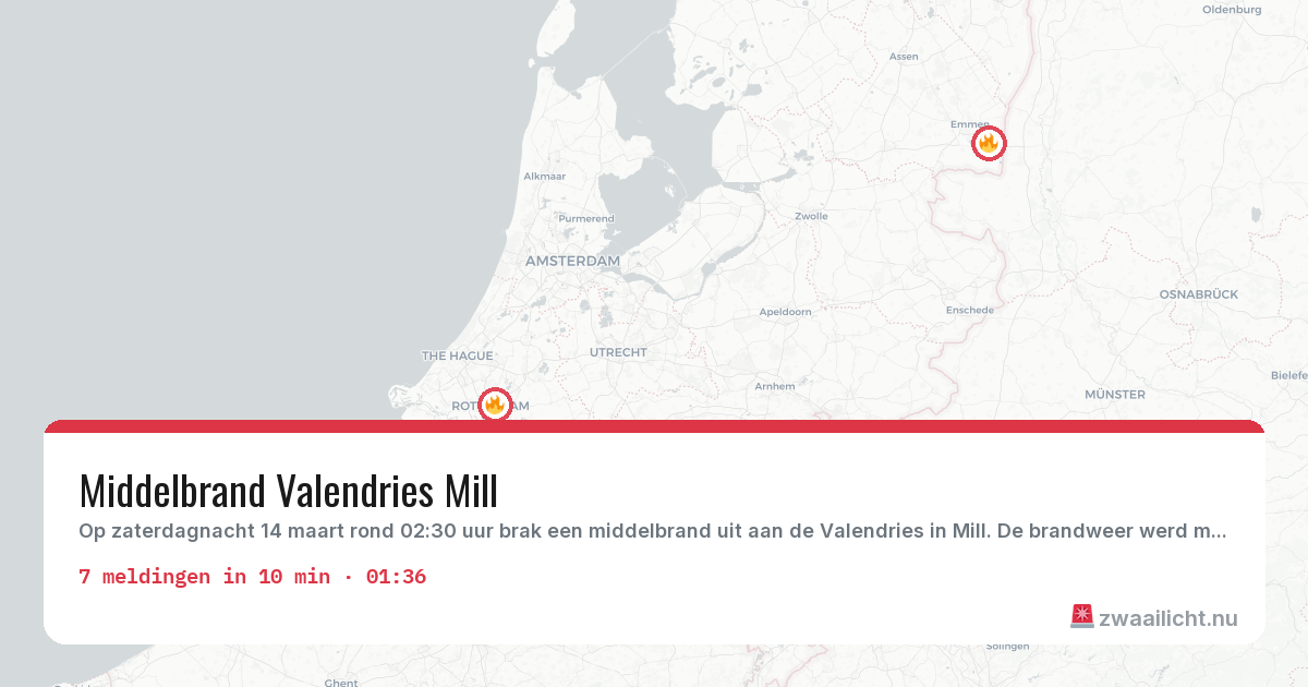 Kaart van de activiteitspiek bij Brandweer