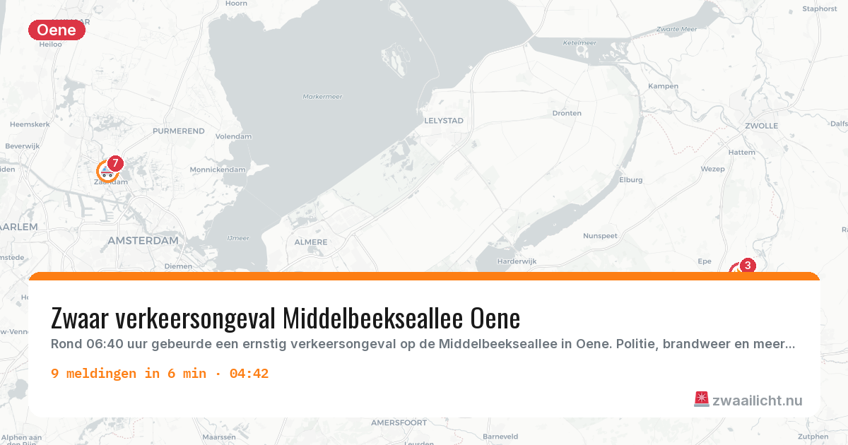 Kaart van de activiteitspiek bij Oene