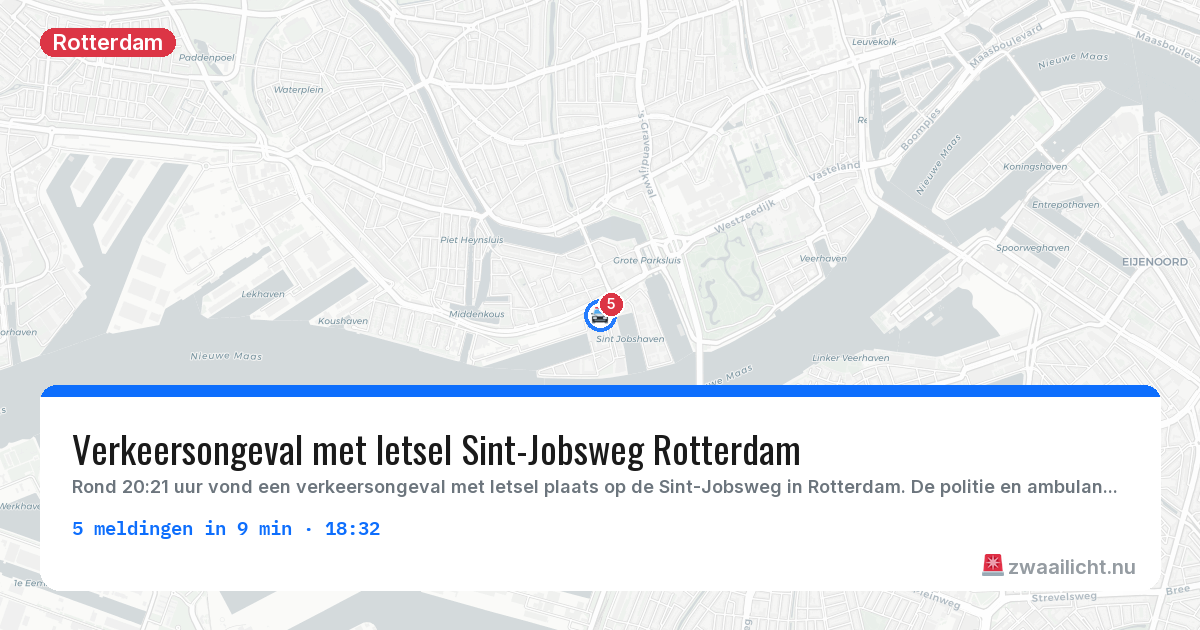 Kaart van de activiteitspiek bij Rotterdam
