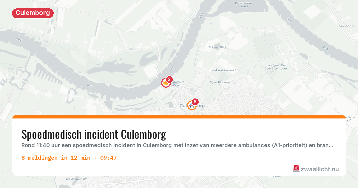 Kaart van de activiteitspiek bij Culemborg