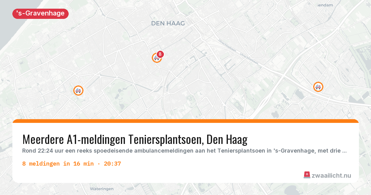 Kaart van de activiteitspiek bij 's-Gravenhage