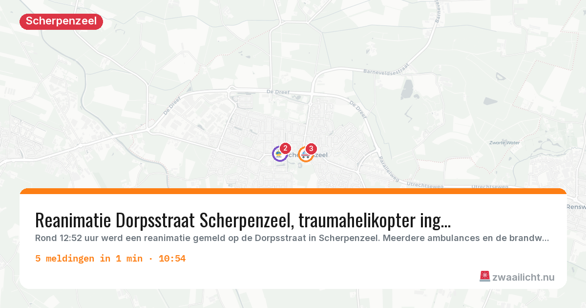 Kaart van de activiteitspiek bij Scherpenzeel