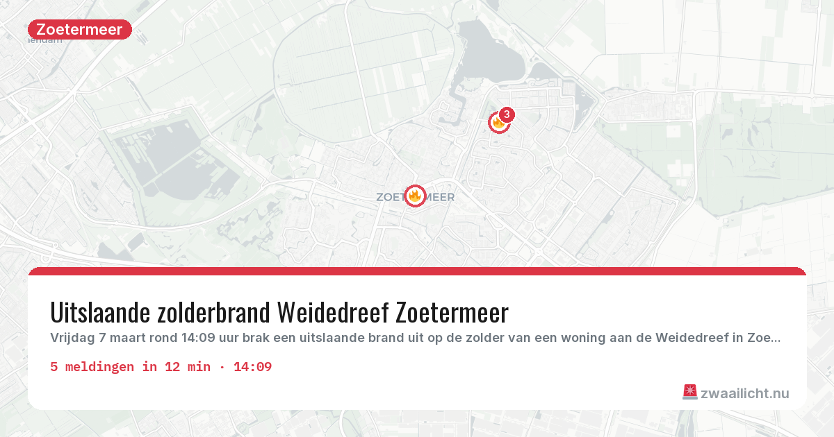 Kaart van de activiteitspiek bij Zoetermeer