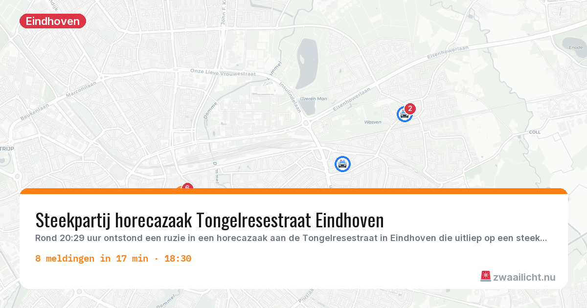 Kaart van de activiteitspiek bij Eindhoven