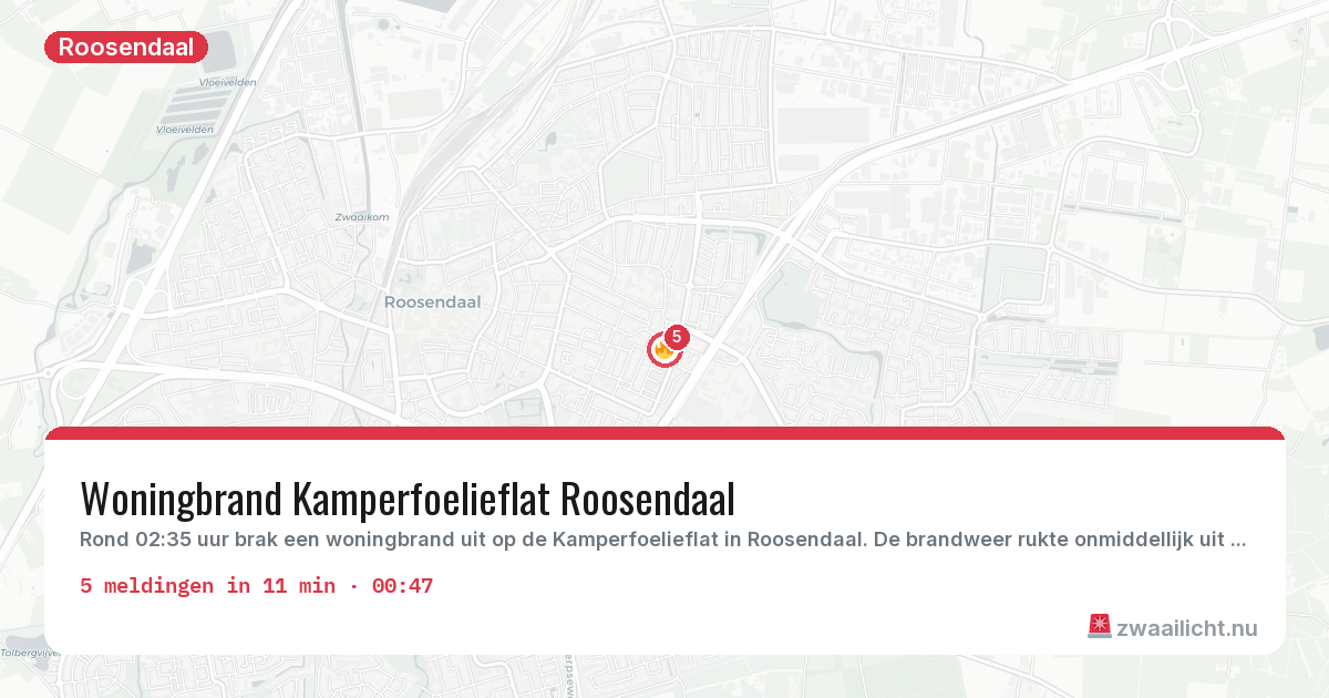 Kaart van de activiteitspiek bij Roosendaal