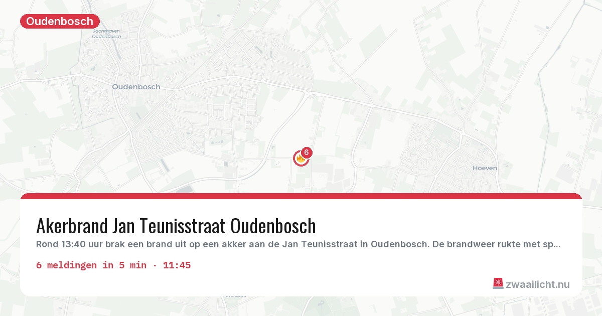 Kaart van de activiteitspiek bij Oudenbosch