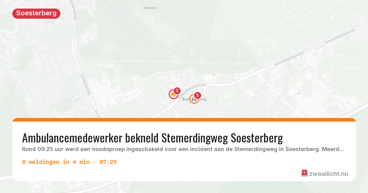 Kaart van de activiteitspiek bij Soesterberg