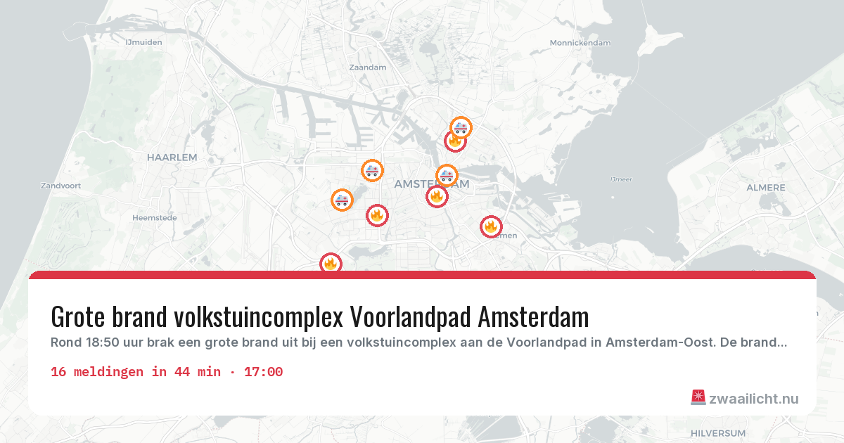 Kaart van de activiteitspiek bij Amsterdam