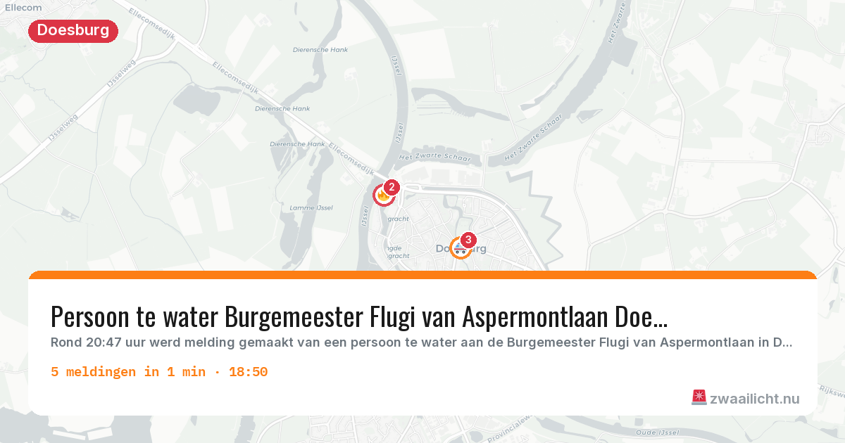 Kaart van de activiteitspiek bij Doesburg