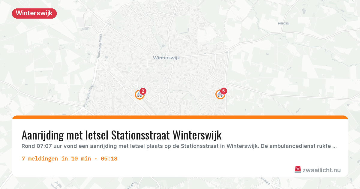 Kaart van de activiteitspiek bij Winterswijk
