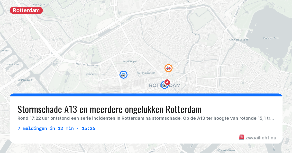 Kaart van de activiteitspiek bij Rotterdam