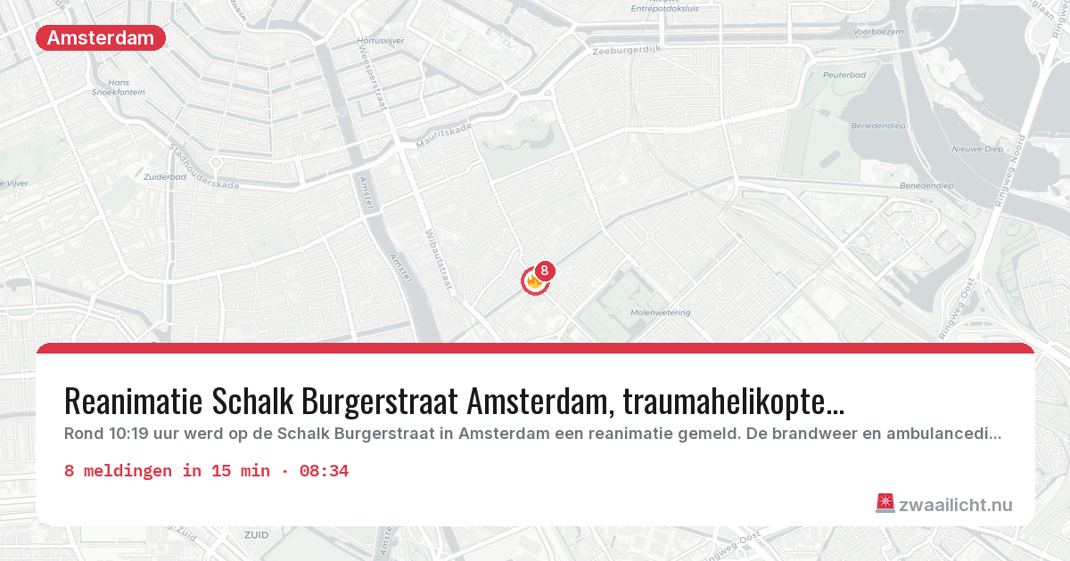 Kaart van de activiteitspiek bij Amsterdam