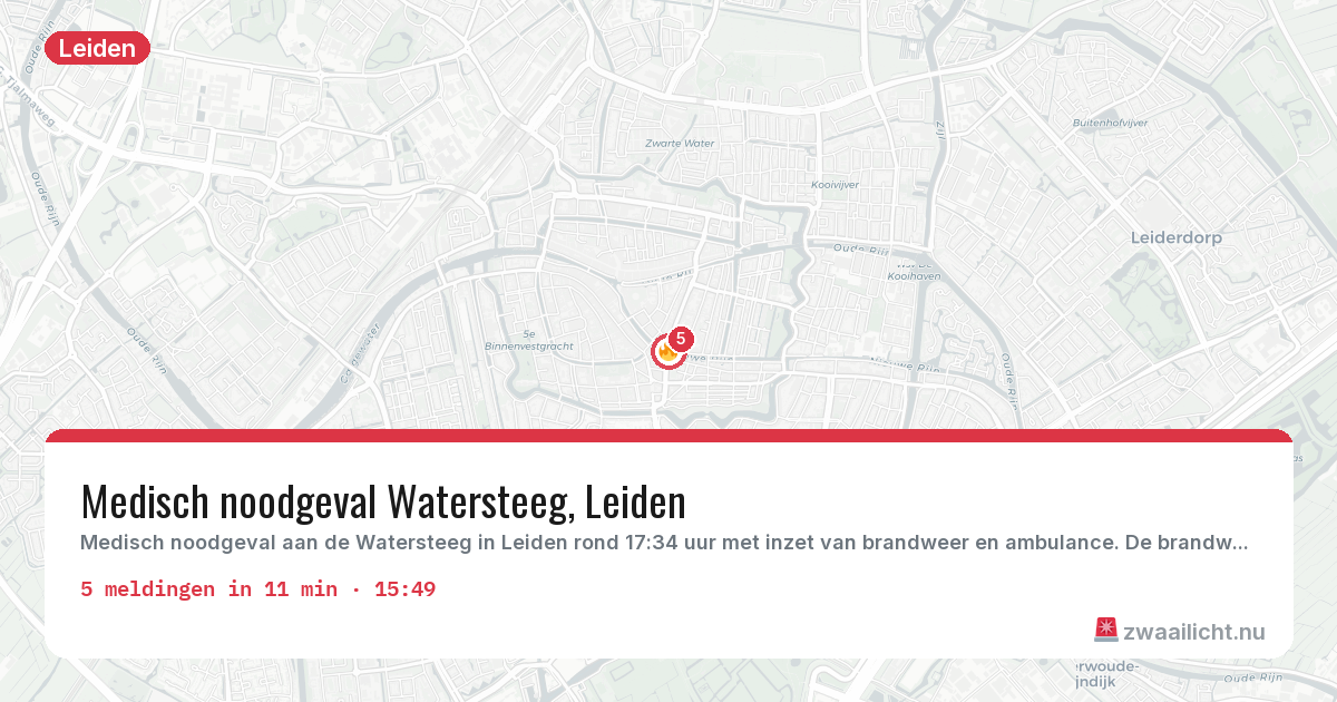Kaart van de activiteitspiek bij Leiden