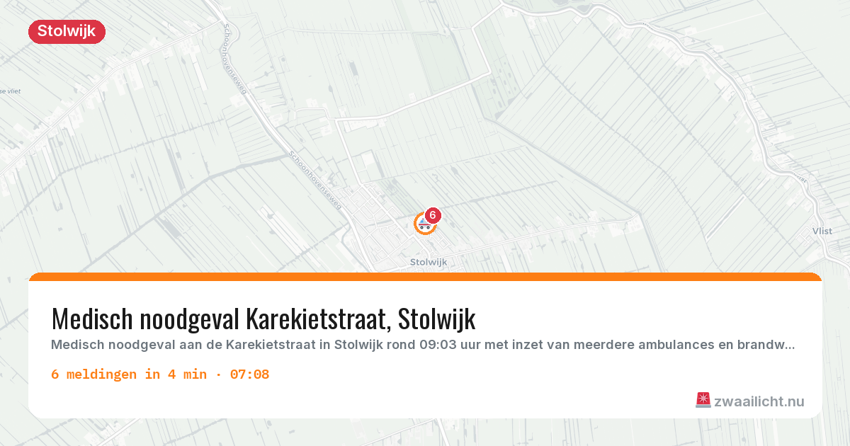Kaart van de activiteitspiek bij Stolwijk
