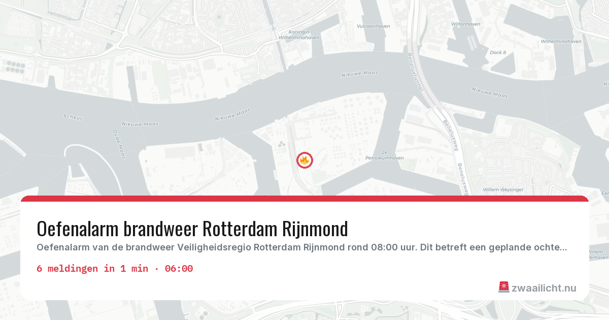 Kaart van de activiteitspiek bij Rotterdam