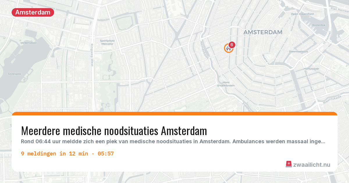 Kaart van de activiteitspiek bij Amsterdam