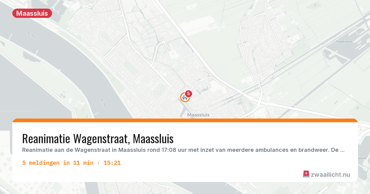 Kaart van de activiteitspiek bij Maassluis