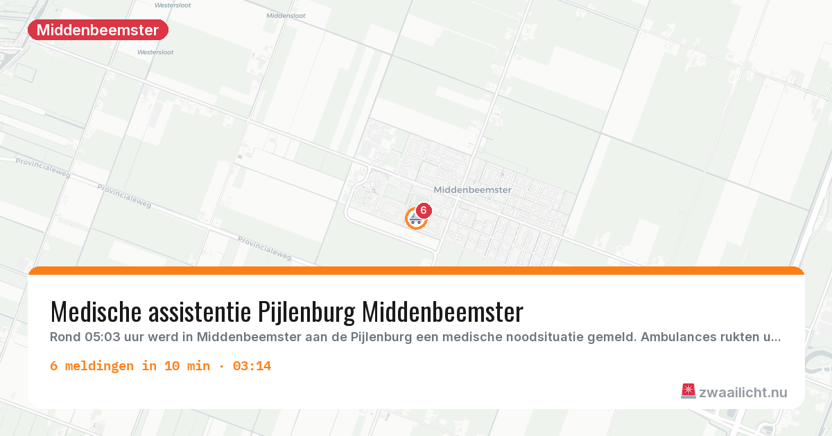 Kaart van de activiteitspiek bij Middenbeemster