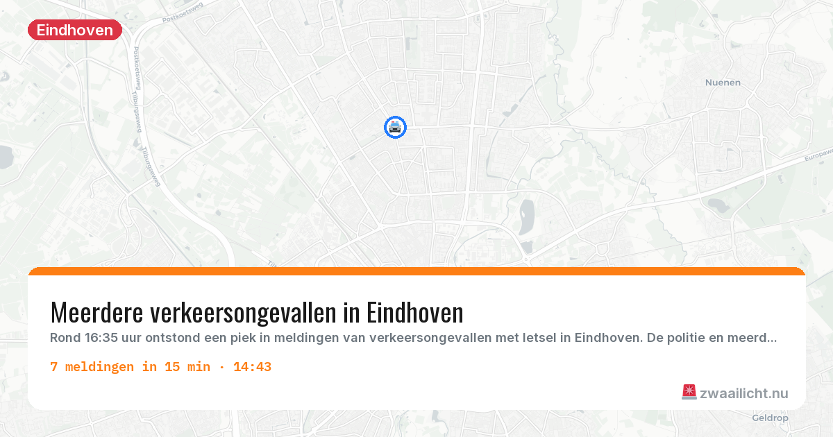 Kaart van de activiteitspiek bij Eindhoven