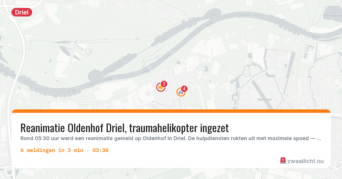 Kaart van de activiteitspiek bij Driel