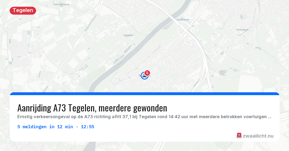Kaart van de activiteitspiek bij Tegelen