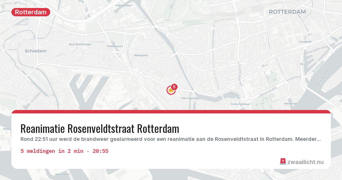 Kaart van de activiteitspiek bij Rotterdam