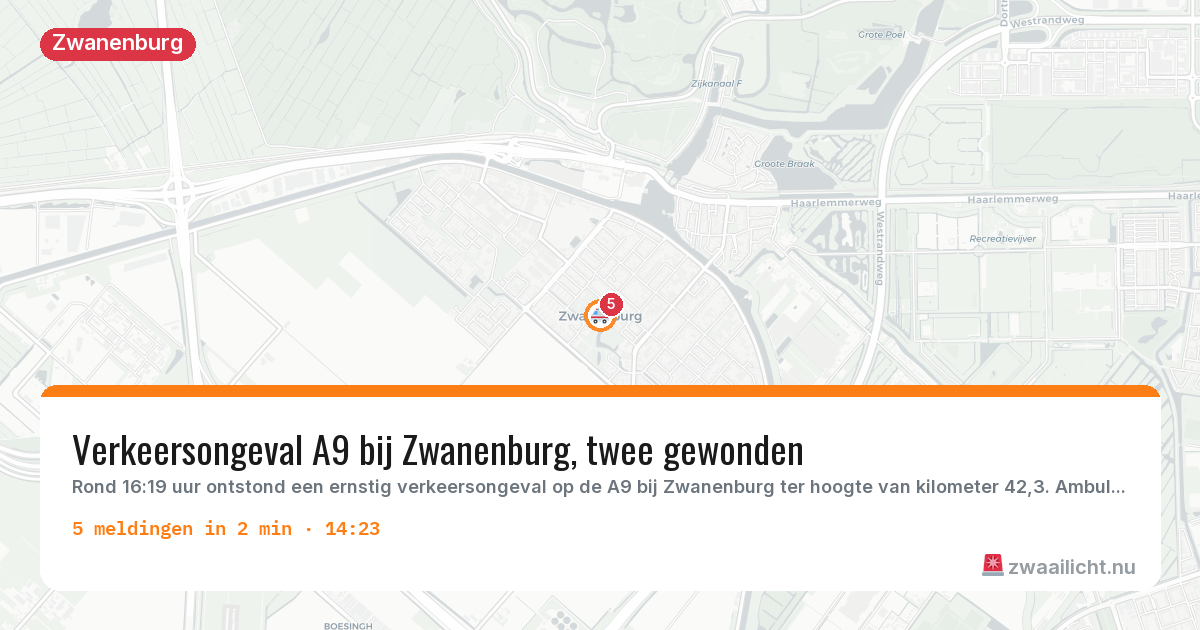 Kaart van de activiteitspiek bij Zwanenburg