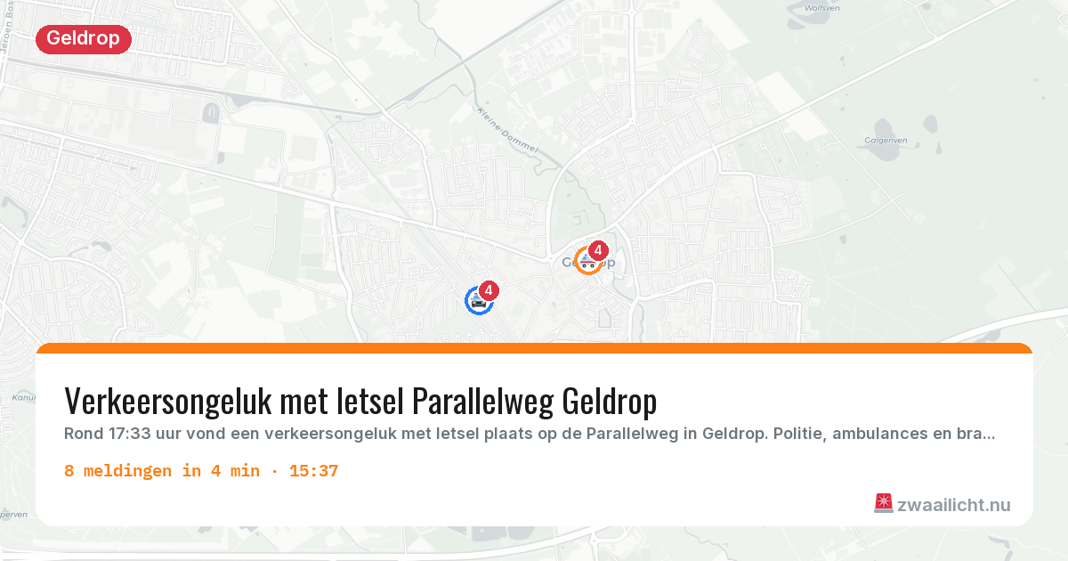 Kaart van de activiteitspiek bij Geldrop