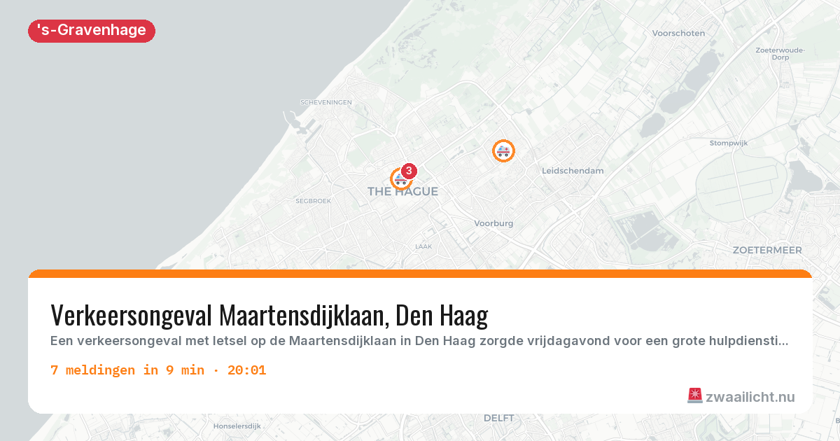 Kaart van de activiteitspiek bij 's-Gravenhage
