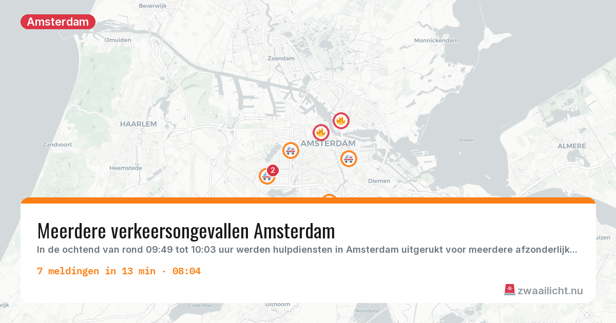 Kaart van de activiteitspiek bij Amsterdam