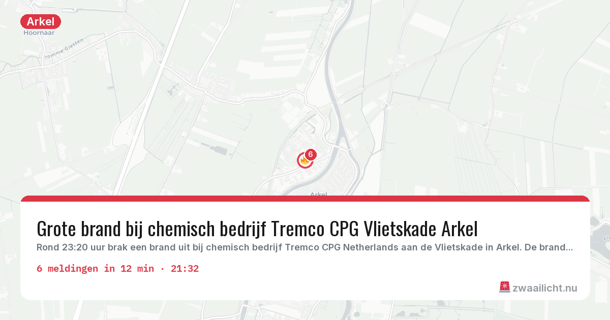 Kaart van de activiteitspiek bij Arkel