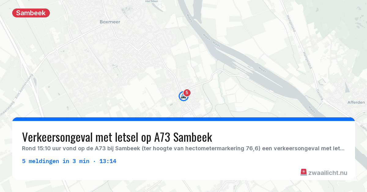Kaart van de activiteitspiek bij Sambeek