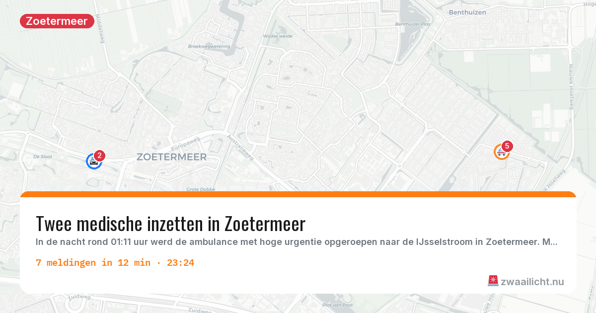 Kaart van de activiteitspiek bij Zoetermeer