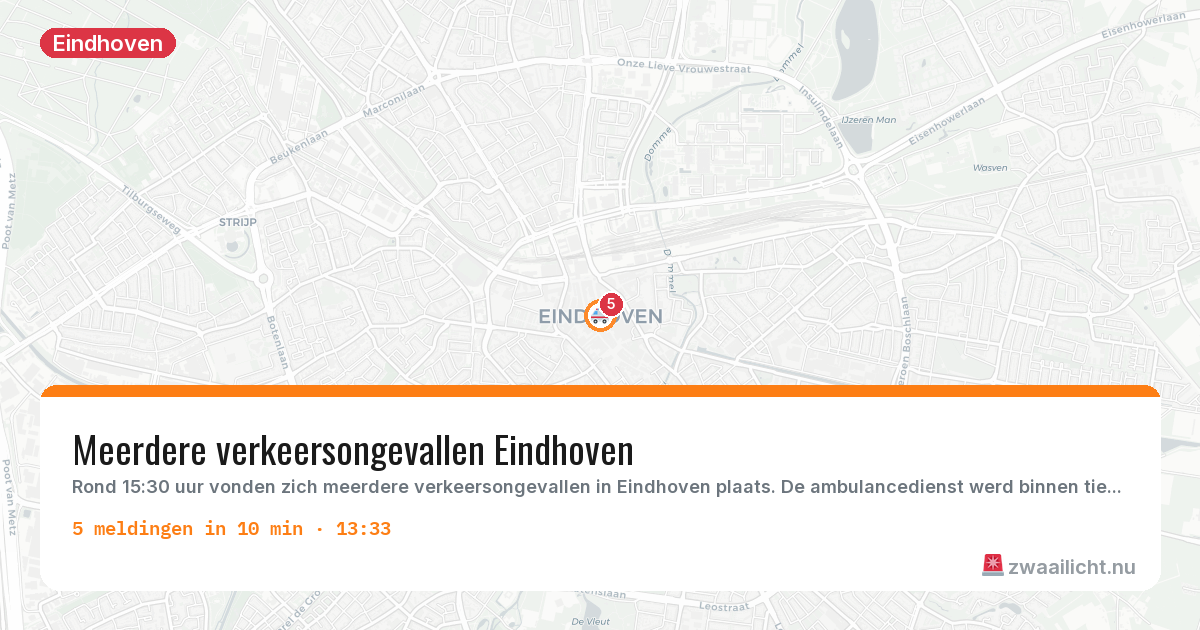 Kaart van de activiteitspiek bij Eindhoven