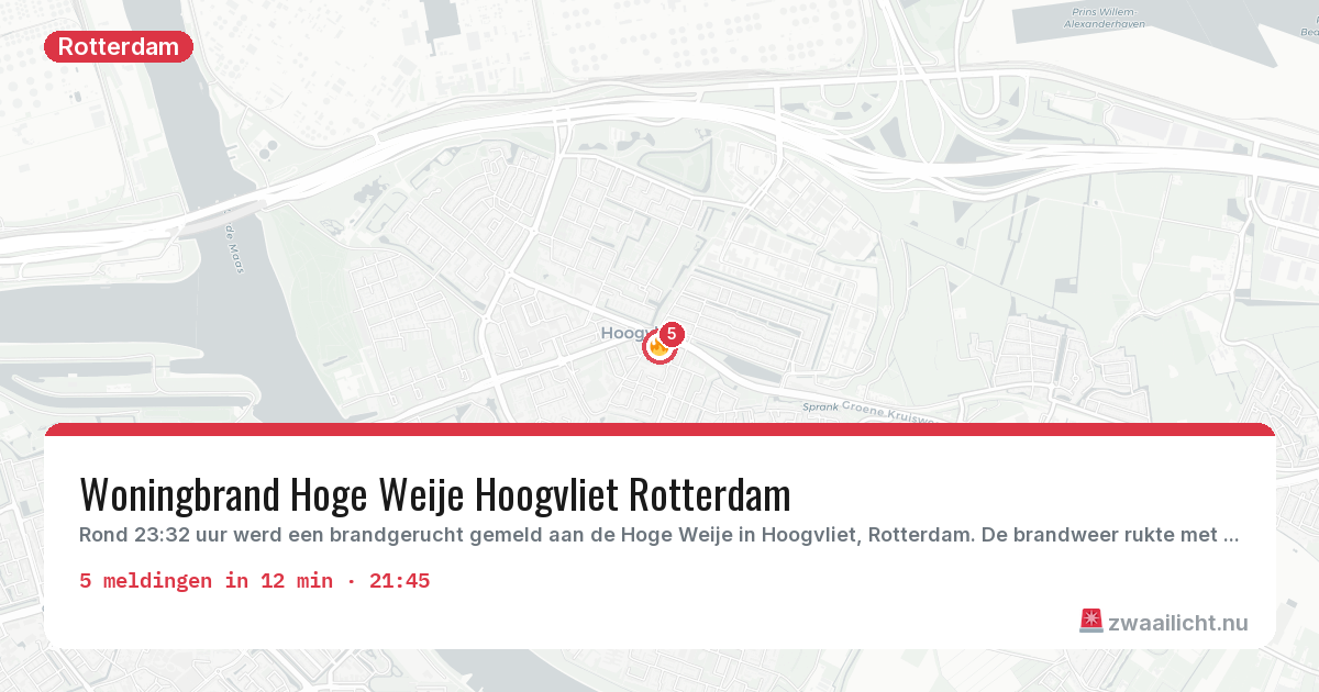 Kaart van de activiteitspiek bij Rotterdam