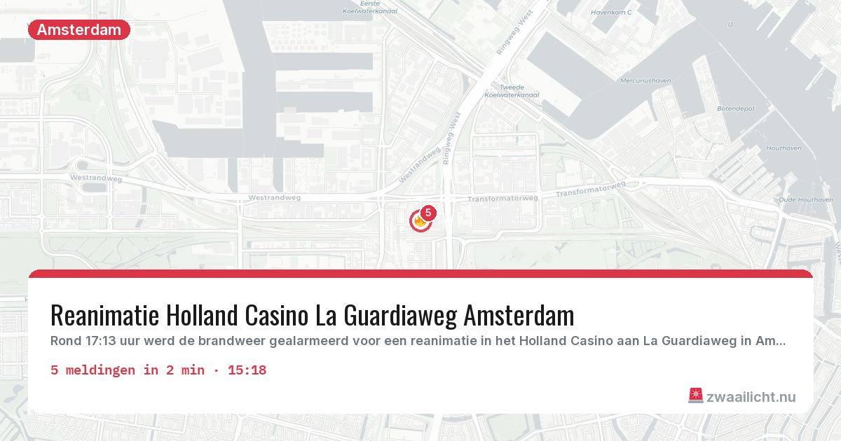 Kaart van de activiteitspiek bij Amsterdam
