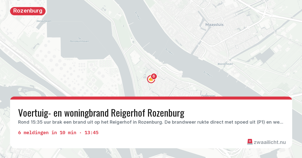 Kaart van de activiteitspiek bij Rozenburg