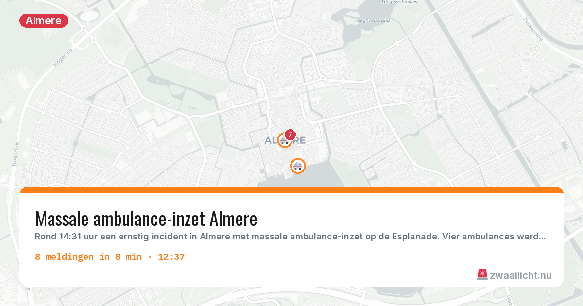 Kaart van de activiteitspiek bij Almere