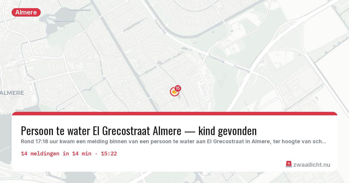 Kaart van de activiteitspiek bij Almere