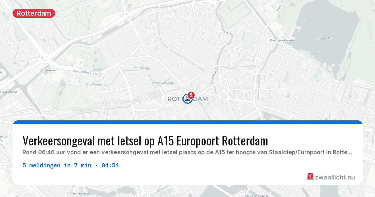 Kaart van de activiteitspiek bij Rotterdam