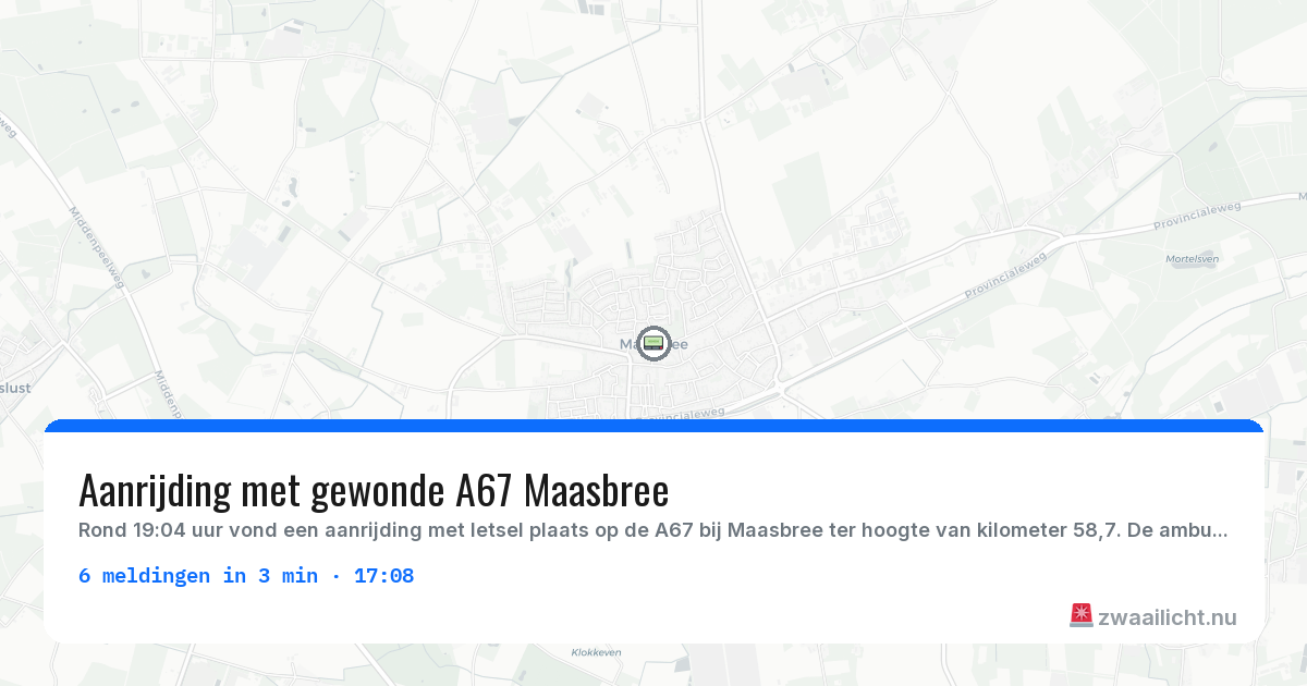 Kaart van de activiteitspiek bij Maasbree