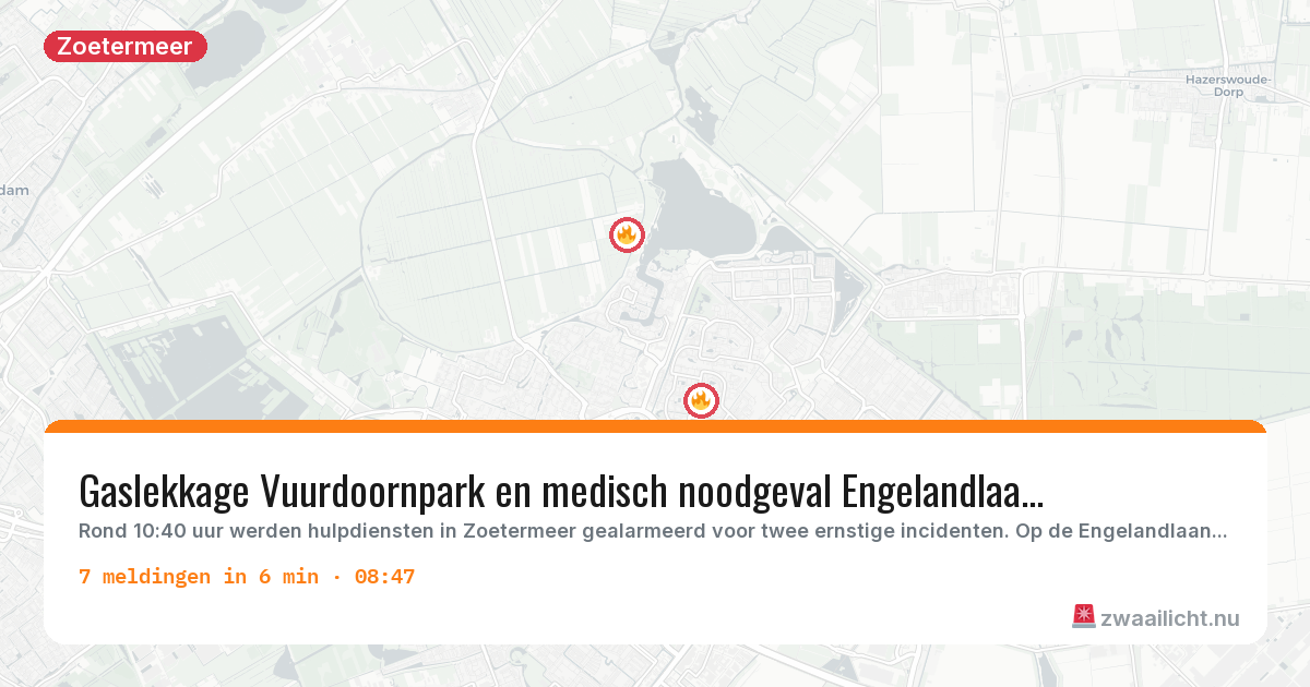 Kaart van de activiteitspiek bij Zoetermeer