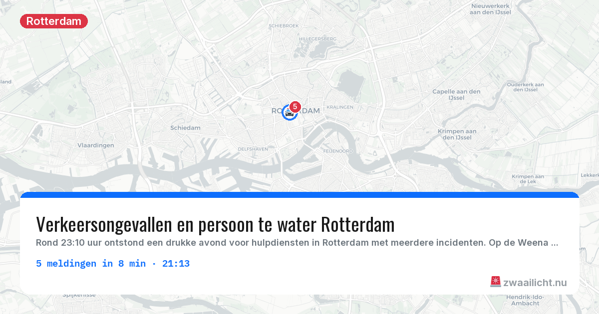 Kaart van de activiteitspiek bij Rotterdam