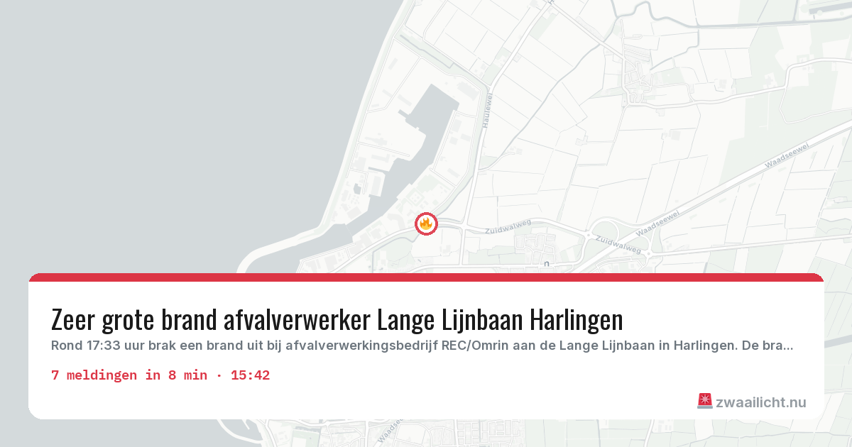 Kaart van de activiteitspiek bij Harlingen