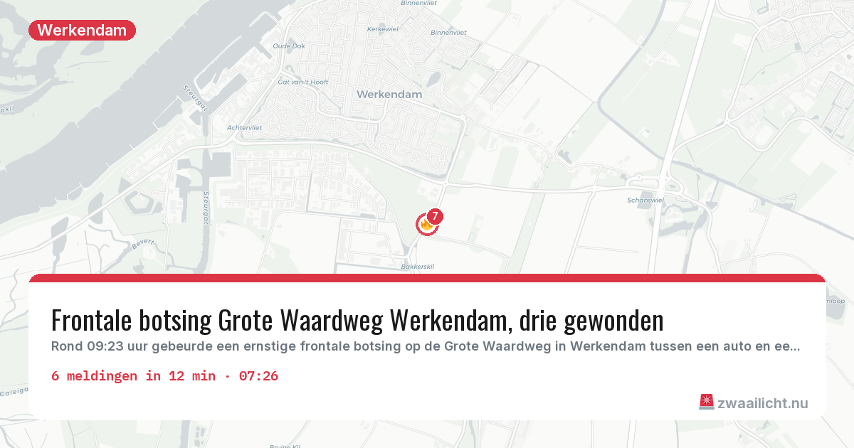 Kaart van de activiteitspiek bij Werkendam