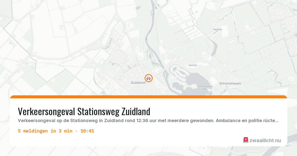 Kaart van de activiteitspiek bij Zuidland
